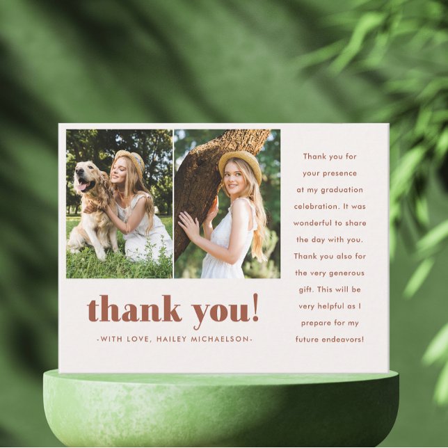 Whimsical Graduation Two Photo Thank You Postcard (Creator Uploaded)