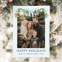 Whimsical Grandmillenial Blue Bow Family Photo