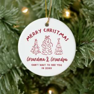 Whimsical Grandparents Pregnancy Announcement Ceramic Ornament
