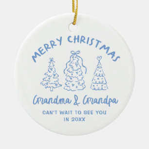 Whimsical Grandparents Pregnancy Announcement Ceramic Ornament