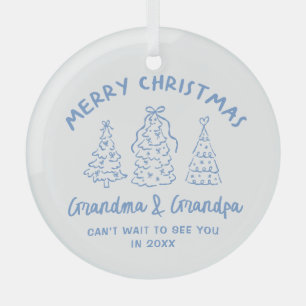 Whimsical Grandparents Pregnancy Announcement Glass Ornament