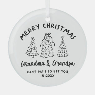 Whimsical Grandparents Pregnancy Announcement Glass Ornament