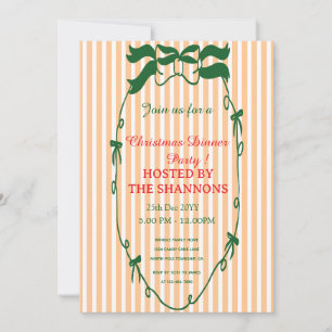 Whimsical Green Christmas Dinner Party Invitation