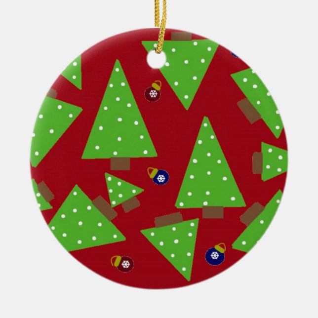 Whimsical Green Christmas Trees and Decorations (Front)