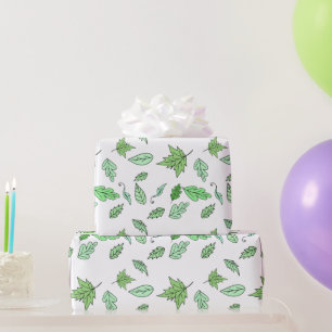 Whimsical Green Forest Floor Leaves Wrapping Paper