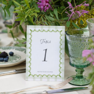 Whimsical Green Gingham Baby Shower Table Number