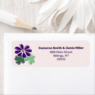 Whimsical Green & Purple Flower Return Adresse