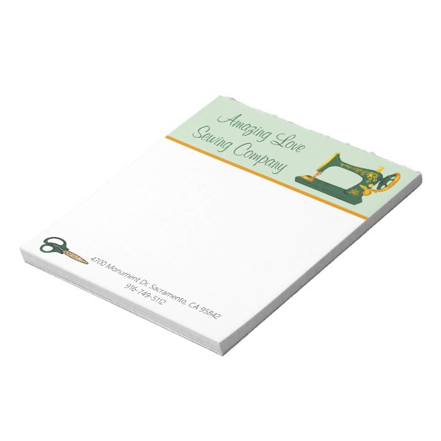 Whimsical Green Sewing Machine  Notepad (Rotated)