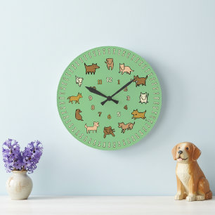 Whimsical Green Wall Clock for Dog Lovers