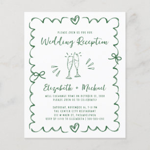 Whimsical Green Wedding Reception Invitation