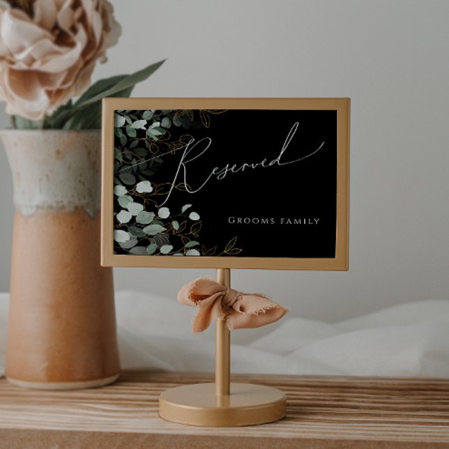 Whimsical Greenery and Gold | Black Reserved Sign (Creator Uploaded)