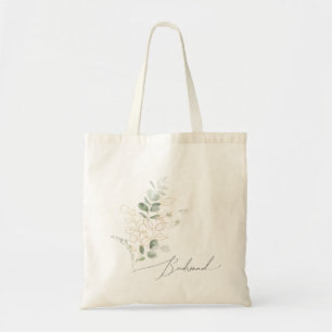 Whimsical Greenery and Gold   Bridesmaid Tote Bag