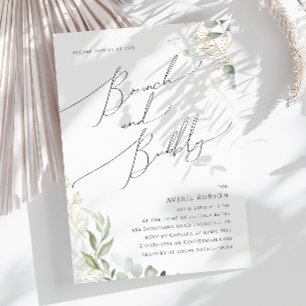 Whimsical Greenery and Gold   Brunch and Bubbly Invitation