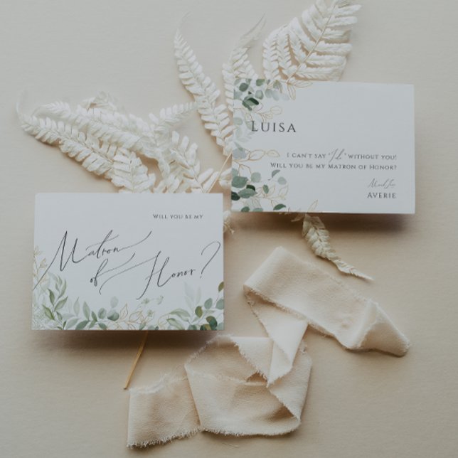 Whimsical Greenery and Gold | Matron of Honour Car Invitation (Creator Uploaded)
