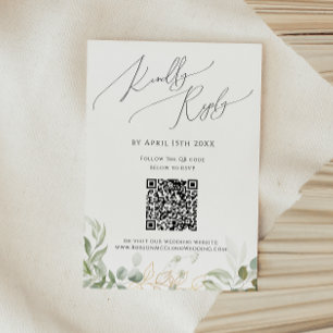Whimsical Greenery and Gold QR Code RSVP Card