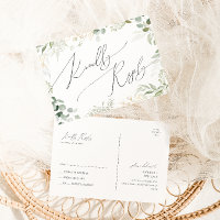 Whimsical Greenery and Gold Wedding RSVP