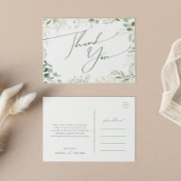 Whimsical Greenery and Gold Wedding Thank You 