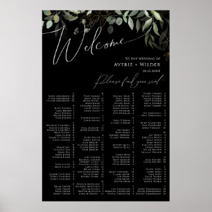 Whimsical Greenery   Black Alphabetical Seating Poster