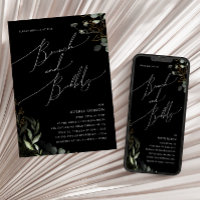 Whimsical Greenery Gold Black Brunch and Bubbly