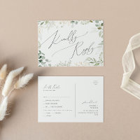 Whimsical Greenery Gold Menu Choice RSVP Postcard