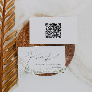 Whimsical Greenery Gold QR Code Wedding Website Enclosure Card