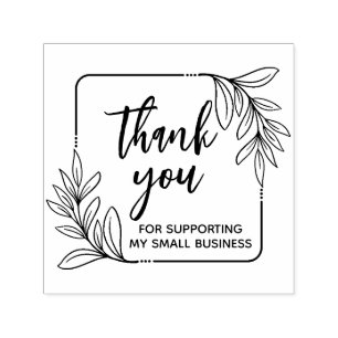 Whimsical Greenery Handmade Thank You Self-inking Stamp