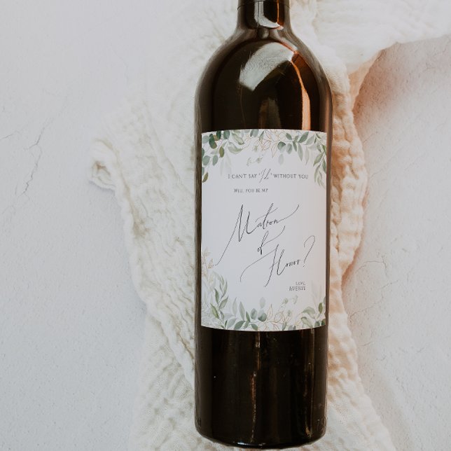 Whimsical Greenery | Matron Of Honour Proposal Wine Label (Creator Uploaded)