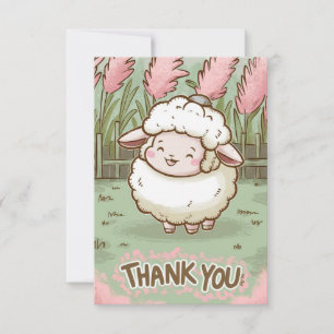Whimsical Greeting Sheep Thank You Card
