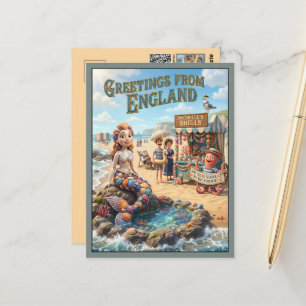 Whimsical Greetings from England 3D Travel Postcard