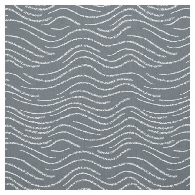 Whimsical Grey and White Wavy Striped Scribbles Fabric (Swatch)