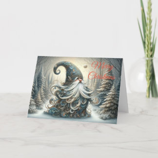 Whimsical Grey Christmas Gnome Greeting Card