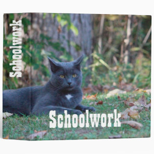 Whimsical Grey Kitty Cat Binder