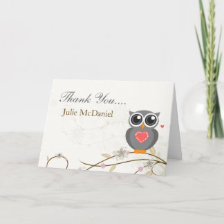 Whimsical Grey Owl Thank You Cards