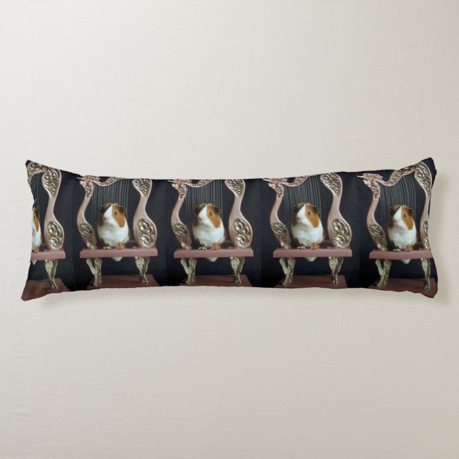 Whimsical Guinea Pig Harp Body Pillow (Front)