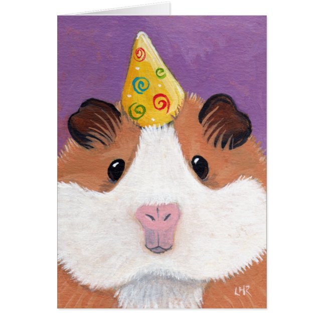 Whimsical Guinea Pig in a Party Hat Illustration (Front)