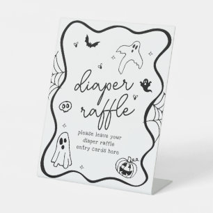 Whimsical Halloween Baby Shower Diaper Raffle Pedestal Sign