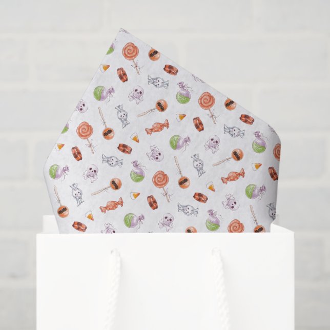 Whimsical Halloween Candy and Skulls Pattern Tissue Paper (Gift Bag)
