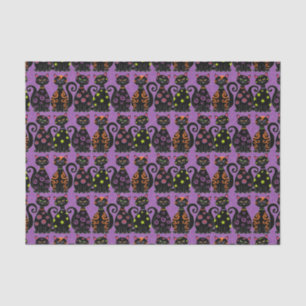 Whimsical Halloween Cats Pattern Tissue Paper