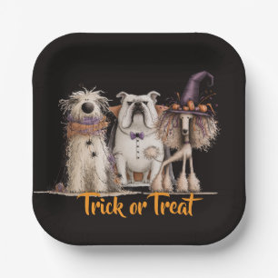 Whimsical Halloween Dogs Paper Plate