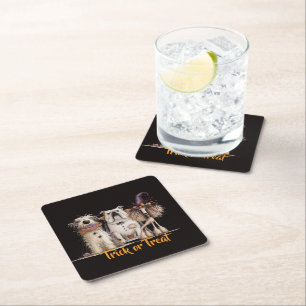 Whimsical Halloween Dogs Square Paper Coaster
