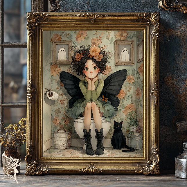 Whimsical Halloween Fairy on Toilet with Decoupage Tissue Paper (Creator Uploaded)