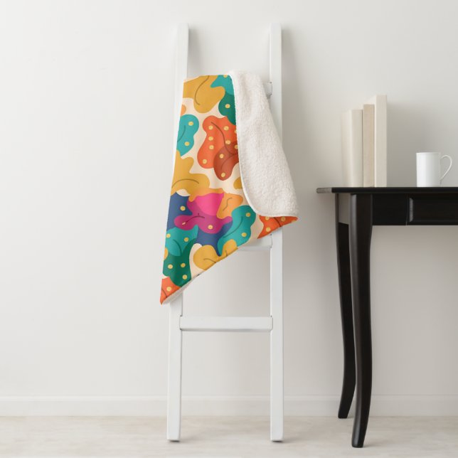 Whimsical Halloween Fall Leaves Seamless Pattern  Sherpa Blanket (In Situ)