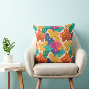 Whimsical Halloween Fall Leaves Seamless Pattern Throw Pillow