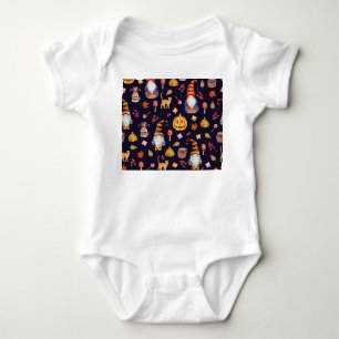 Whimsical Halloween: Gnomes & Pumpkins Baby Bodysuit