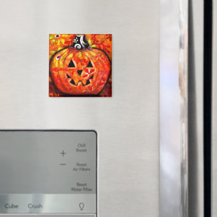 Whimsical Halloween Jack-O-Lantern Abstract Magnet