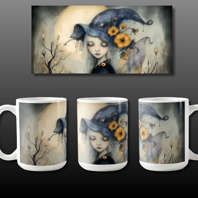 Whimsical Halloween Moon Witch with Wings  Coffee Mug (Creator Uploaded)