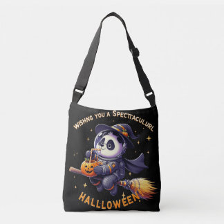 Whimsical Halloween Night: Panda Astronaut Glides Crossbody Bag