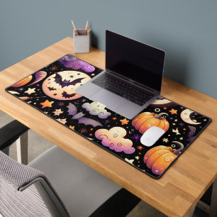 Whimsical Halloween Night Sky Pattern Desk Mat