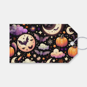 Whimsical Halloween Night Sky Pattern Gift Tags