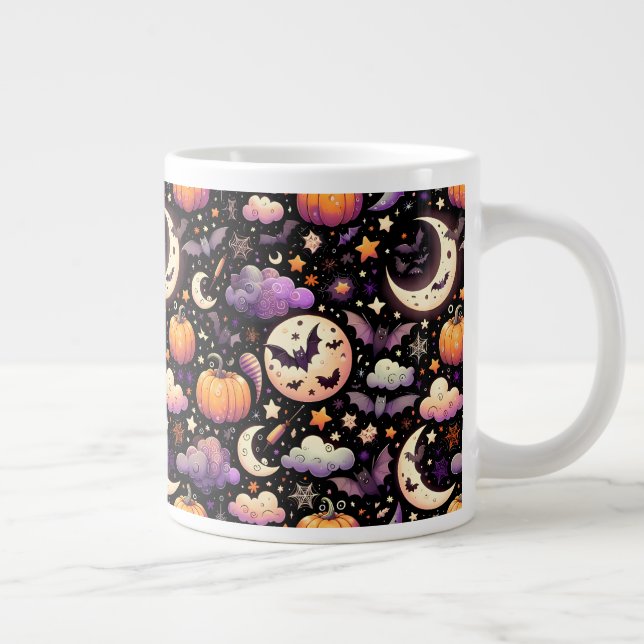 Whimsical Halloween Night Sky Pattern Large Coffee Mug (Right)